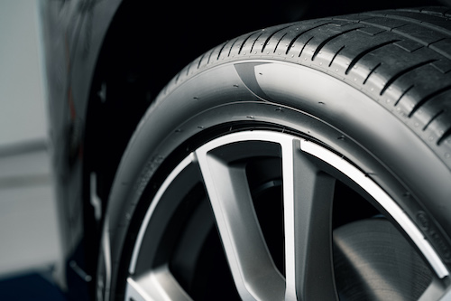 close up of new car tires